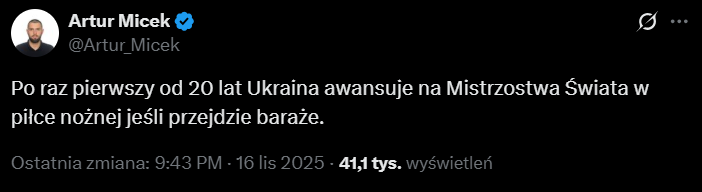TWEET z ''awansem'' Ukrainy na pierwsze MŚ od 20 lat jeśli... xD